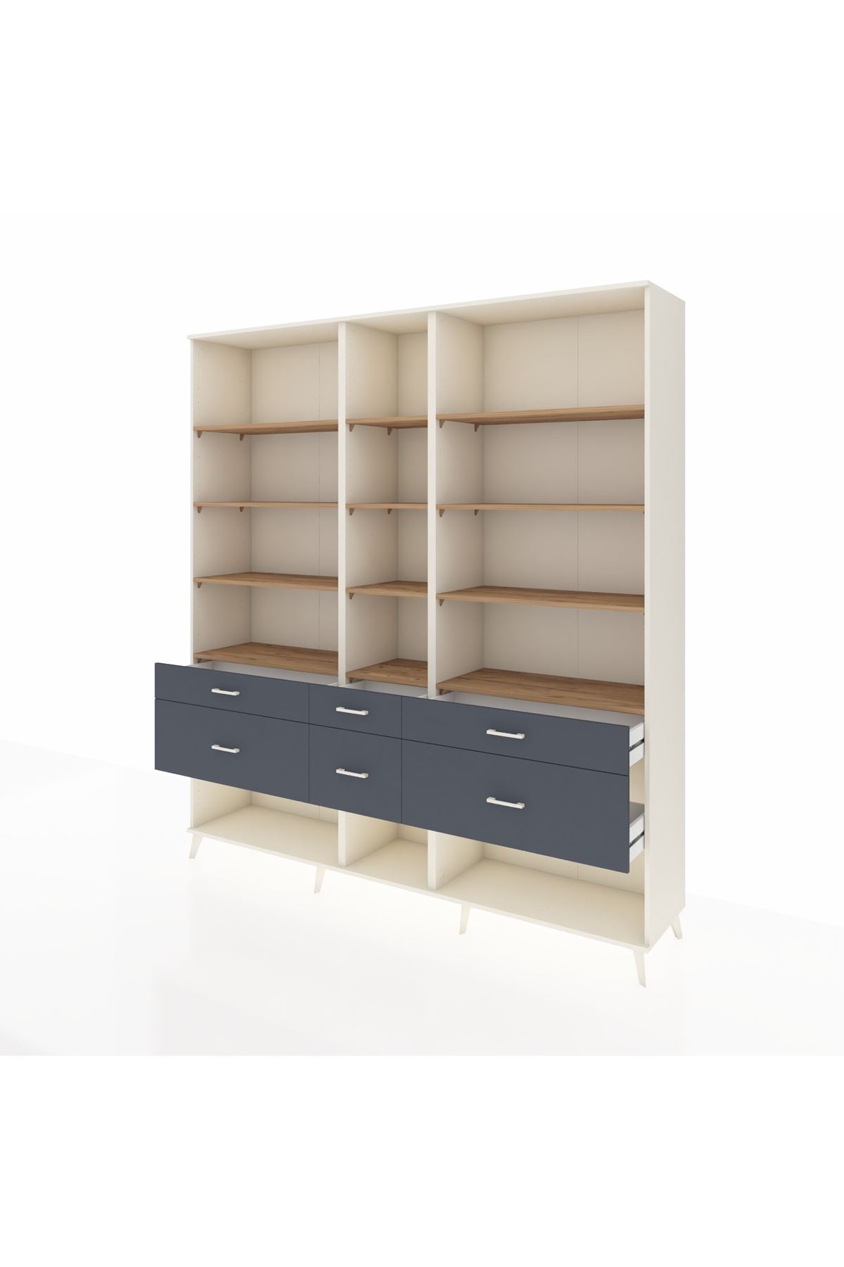 Hyperion Dolap 12 Raflı 6 Çekmeceli 220x44x243 - S553M019V02B