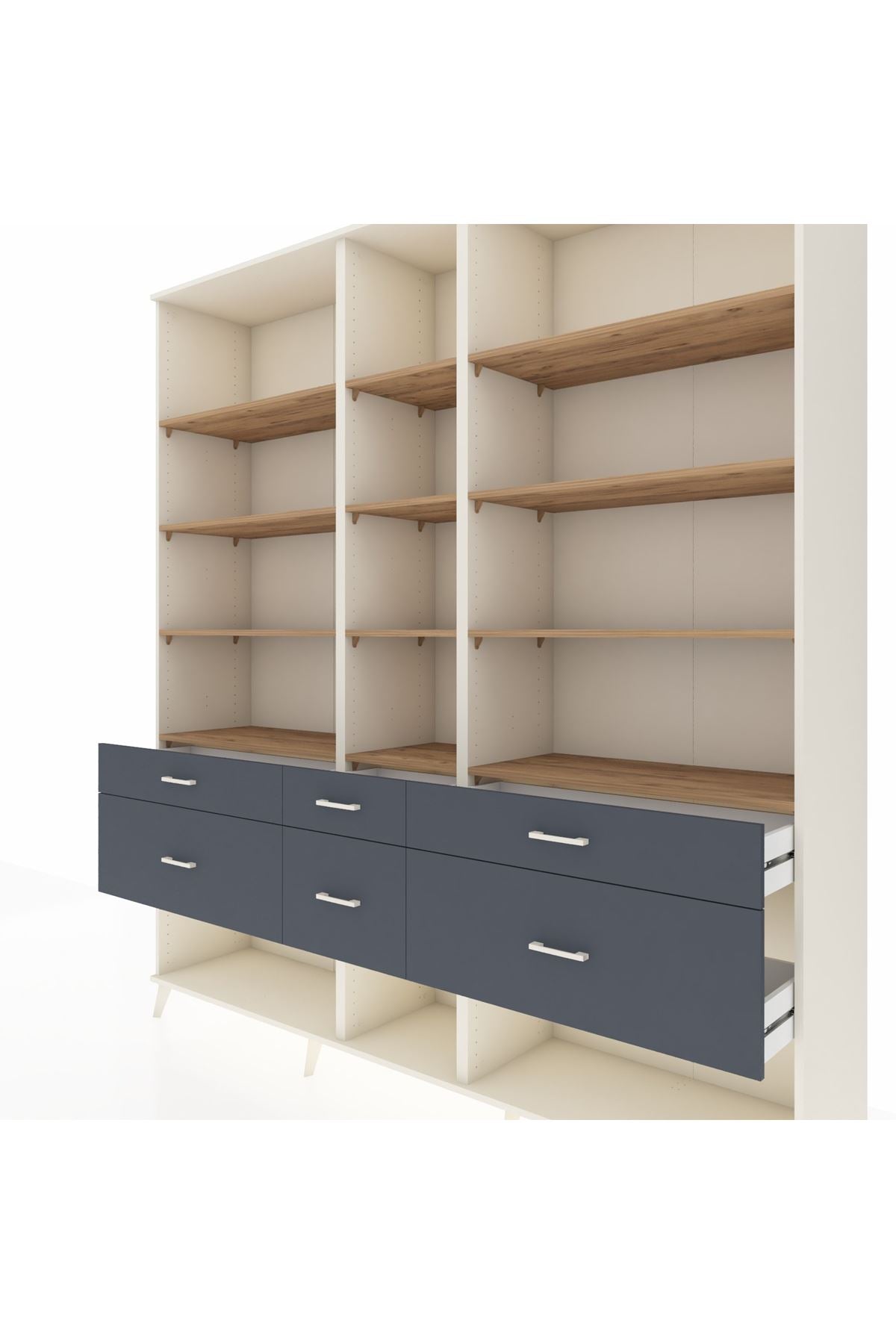 Hyperion Dolap 12 Raflı 6 Çekmeceli 220x44x243 - S553M019V02B