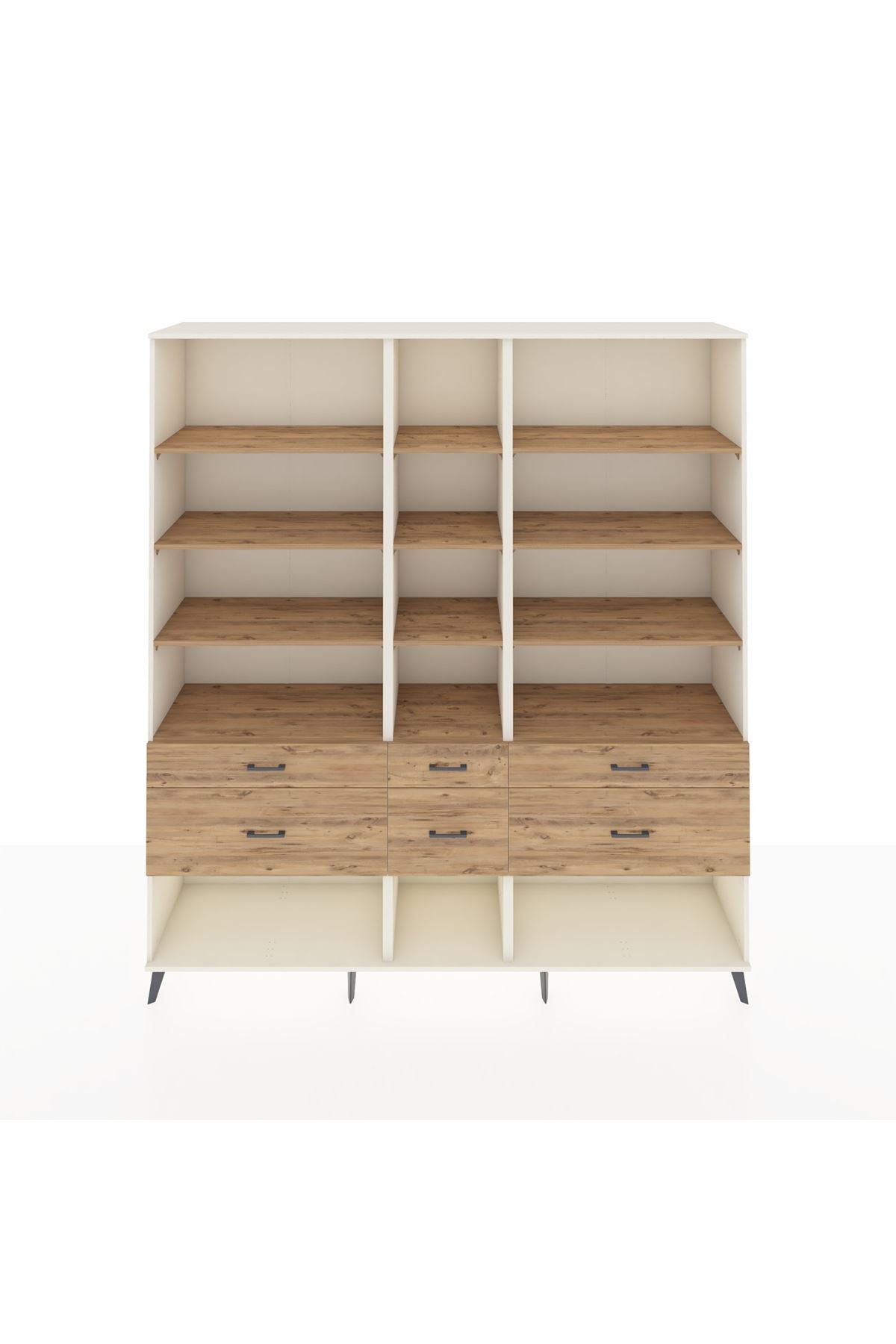 Hyperion Dolap 12 Raflı 6 Çekmeceli 220x44x243 - S553M019V03B