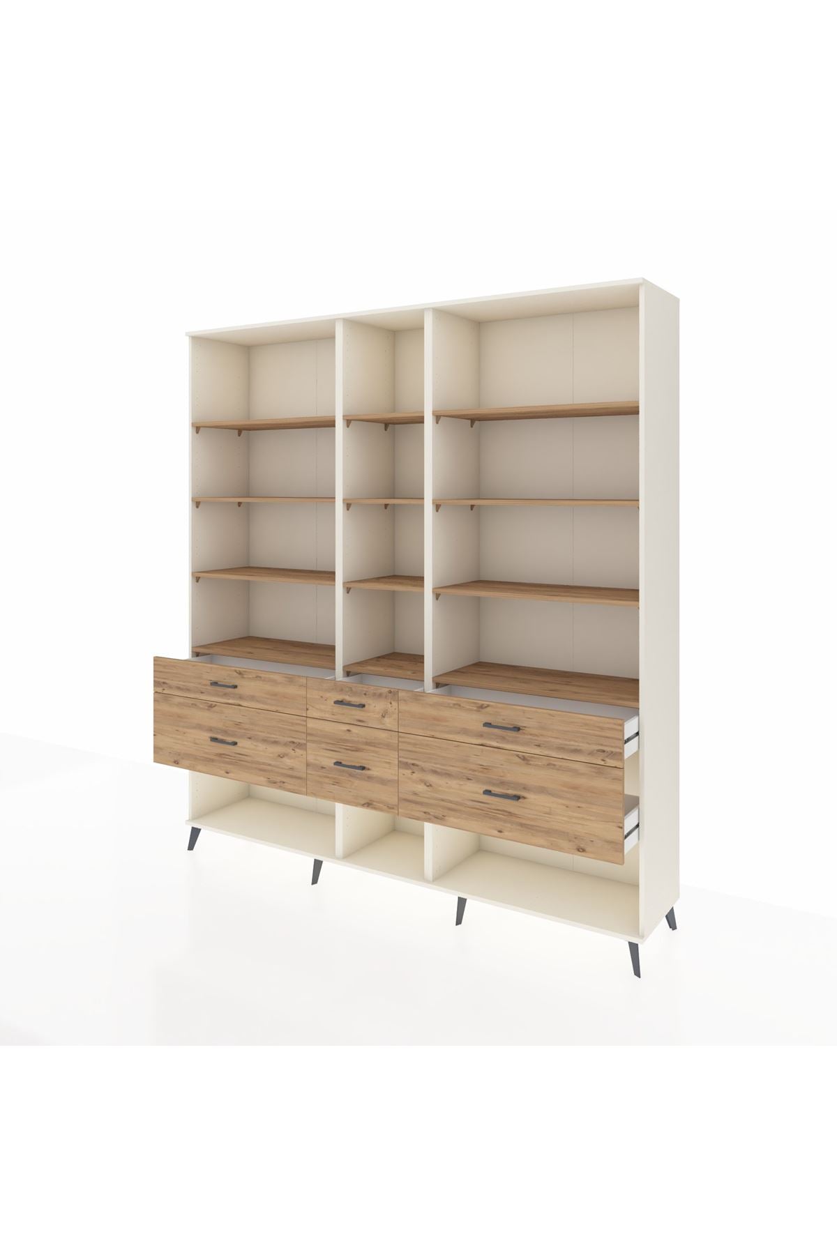 Hyperion Dolap 12 Raflı 6 Çekmeceli 220x44x243 - S553M019V03B