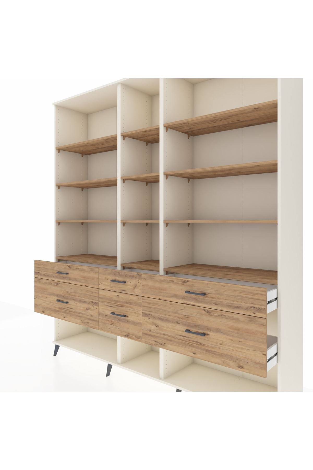 Hyperion Dolap 12 Raflı 6 Çekmeceli 220x44x243 - S553M019V03B