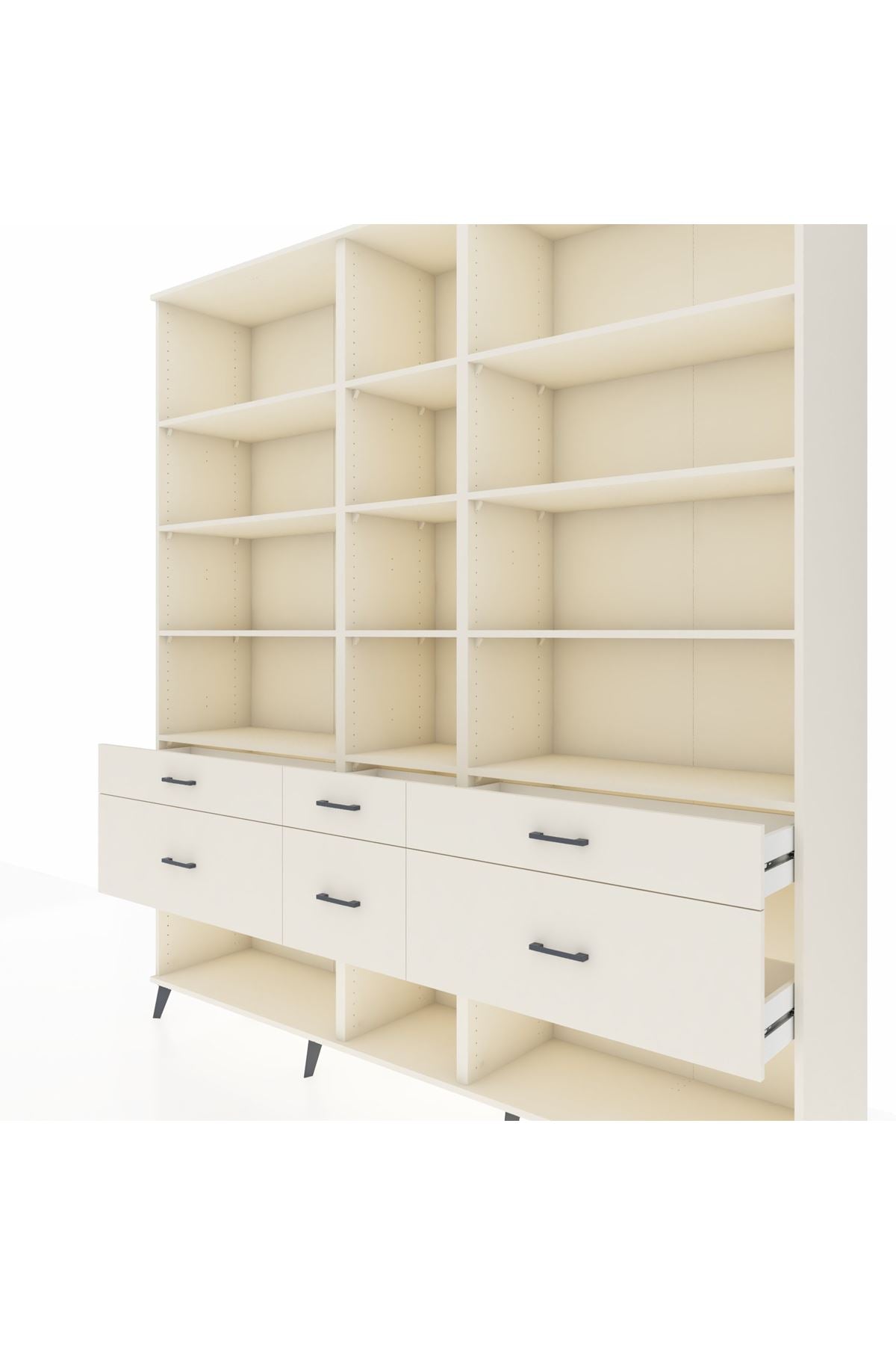 Hyperion Dolap 12 Raflı 6 Çekmeceli 220x44x243 - S553M019V04B