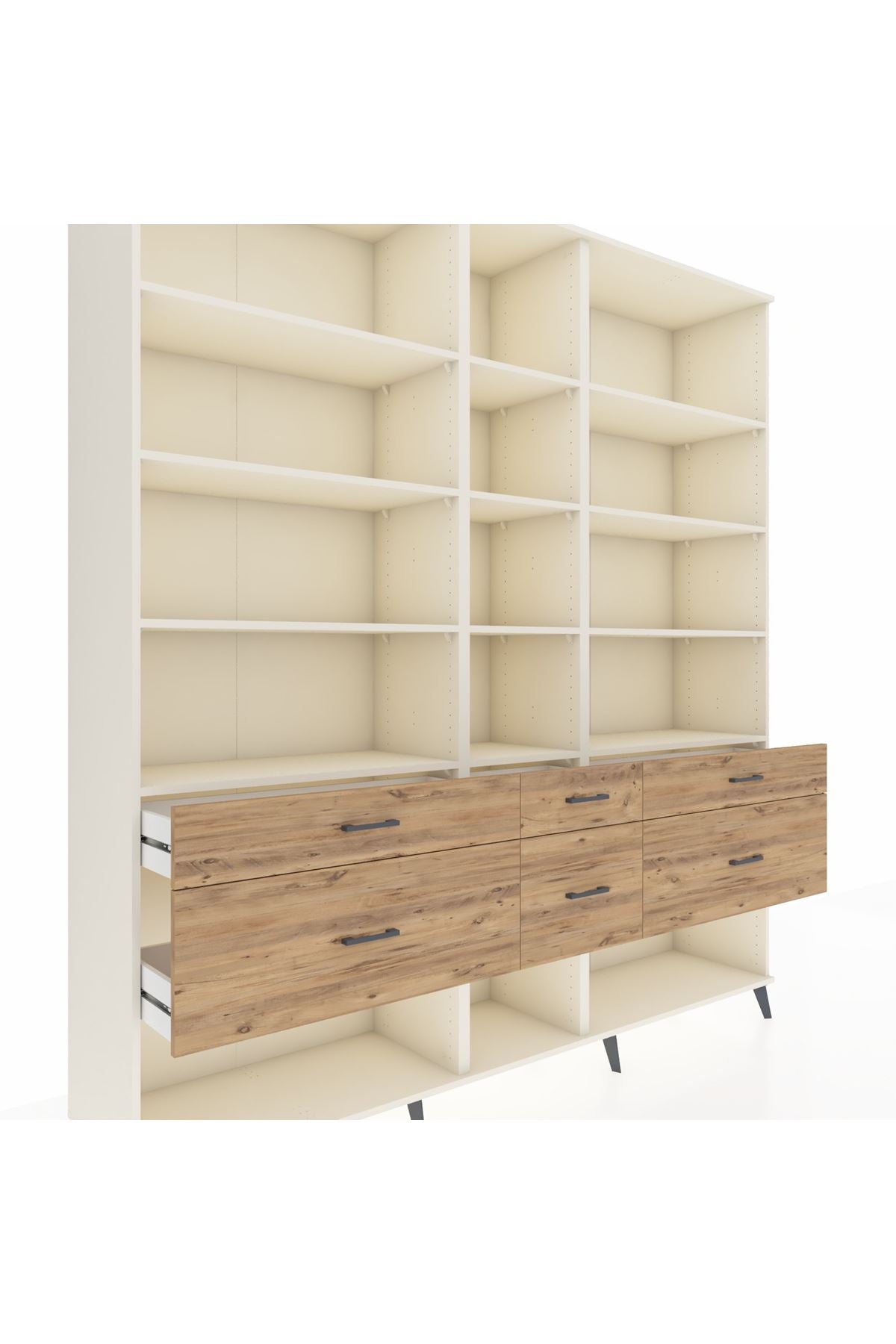 Hyperion Dolap 12 Raflı 6 Çekmeceli 220x44x243 - S553M019V06B