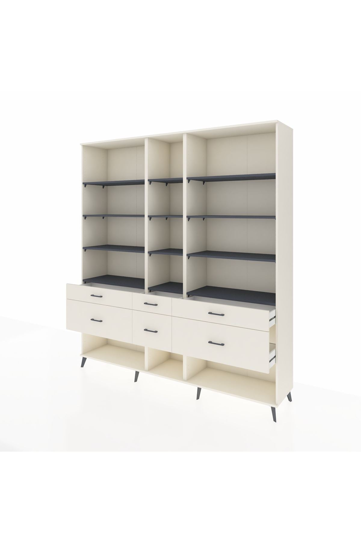 Hyperion Dolap 12 Raflı 6 Çekmeceli 220x44x243 - S553M019V07B