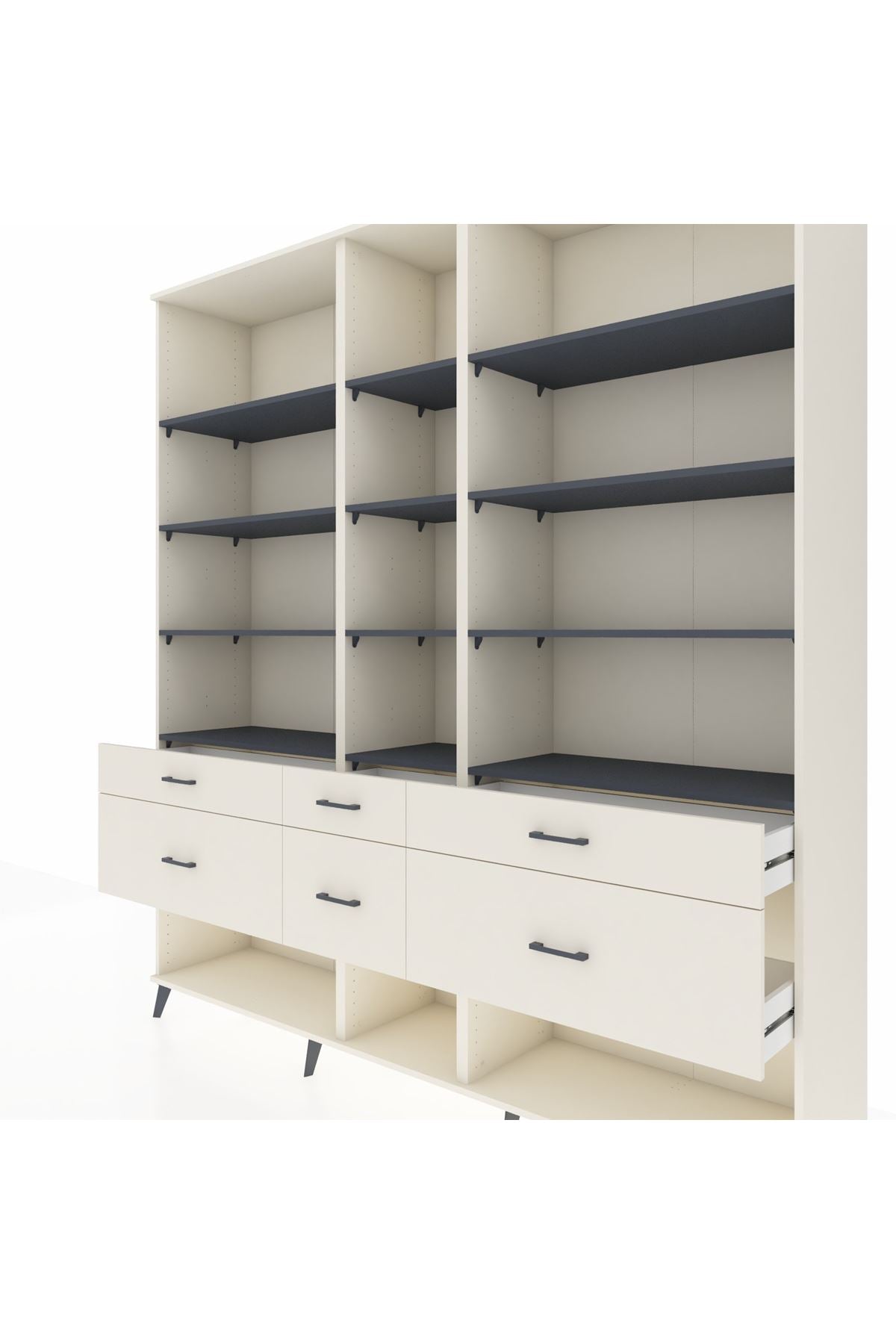 Hyperion Dolap 12 Raflı 6 Çekmeceli 220x44x243 - S553M019V07B