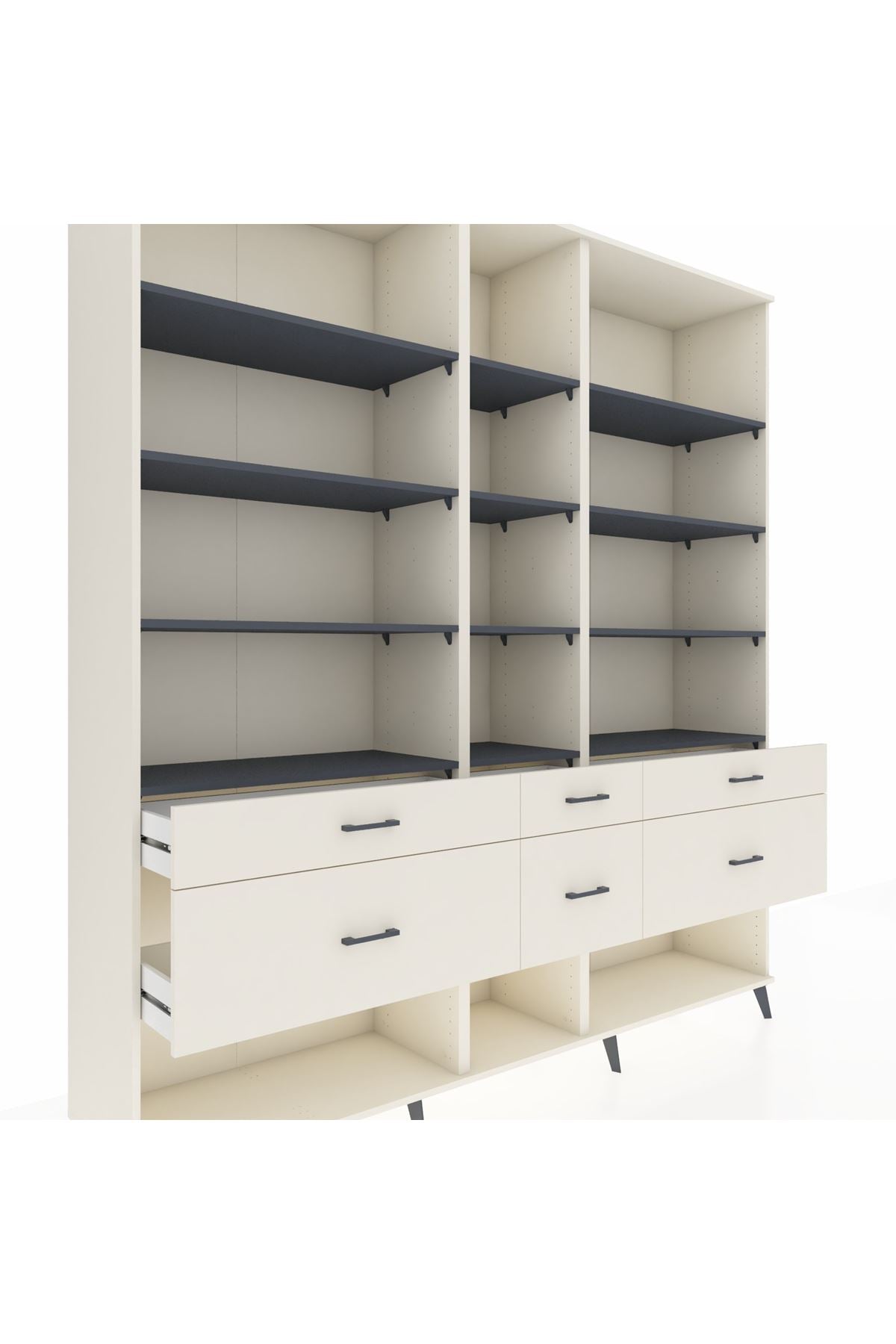 Hyperion Dolap 12 Raflı 6 Çekmeceli 220x44x243 - S553M019V07B