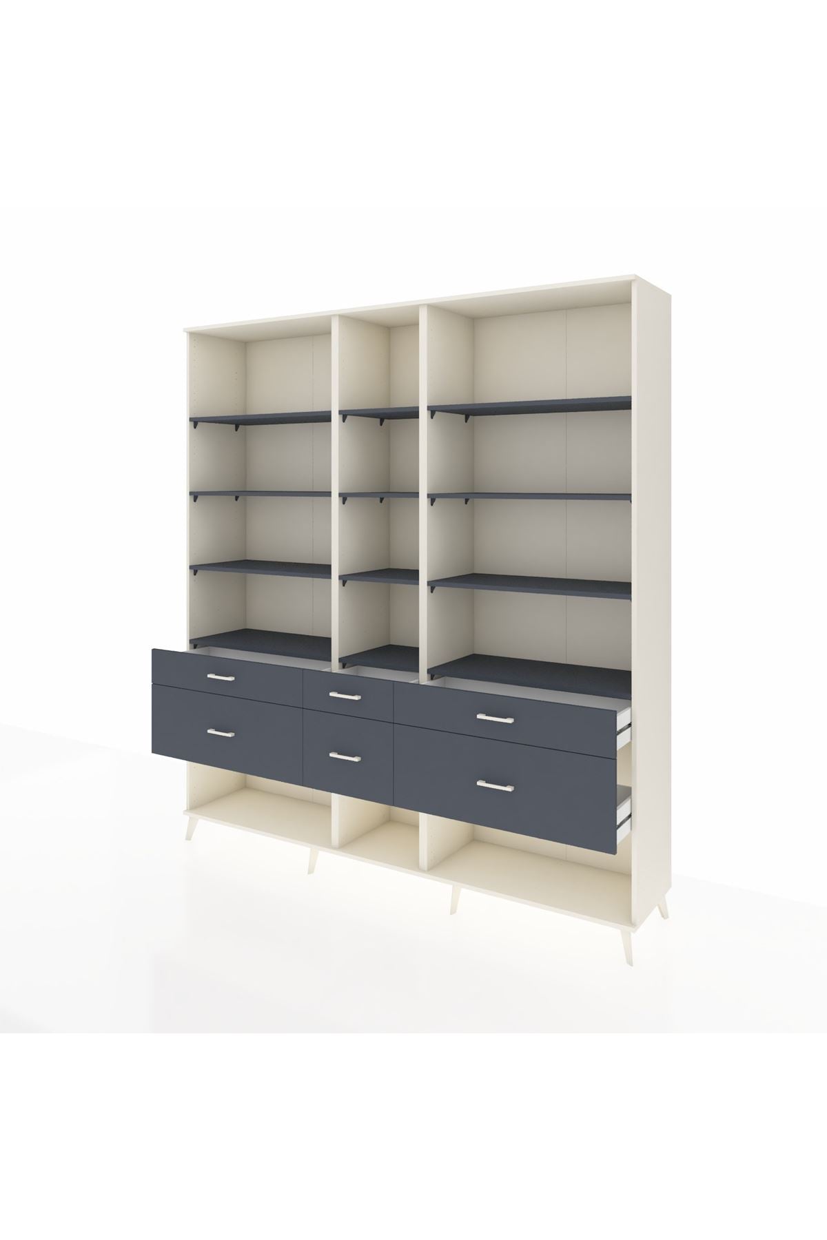 Hyperion Dolap 12 Raflı 6 Çekmeceli 220x44x243 - S553M019V08B