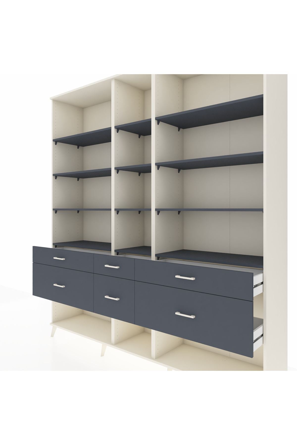 Hyperion Dolap 12 Raflı 6 Çekmeceli 220x44x243 - S553M019V08B