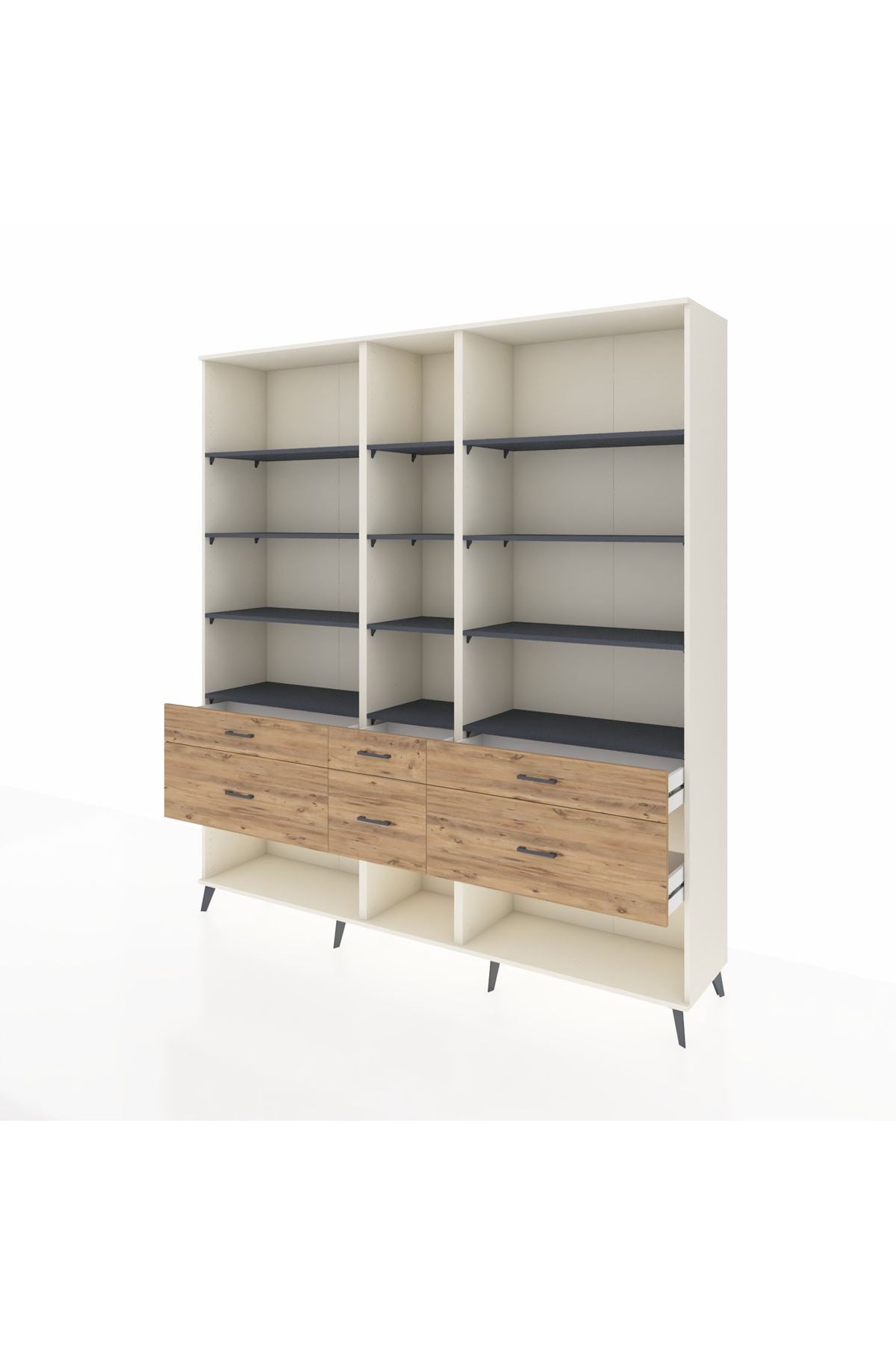 Hyperion Dolap 12 Raflı 6 Çekmeceli 220x44x243 - S553M019V09B