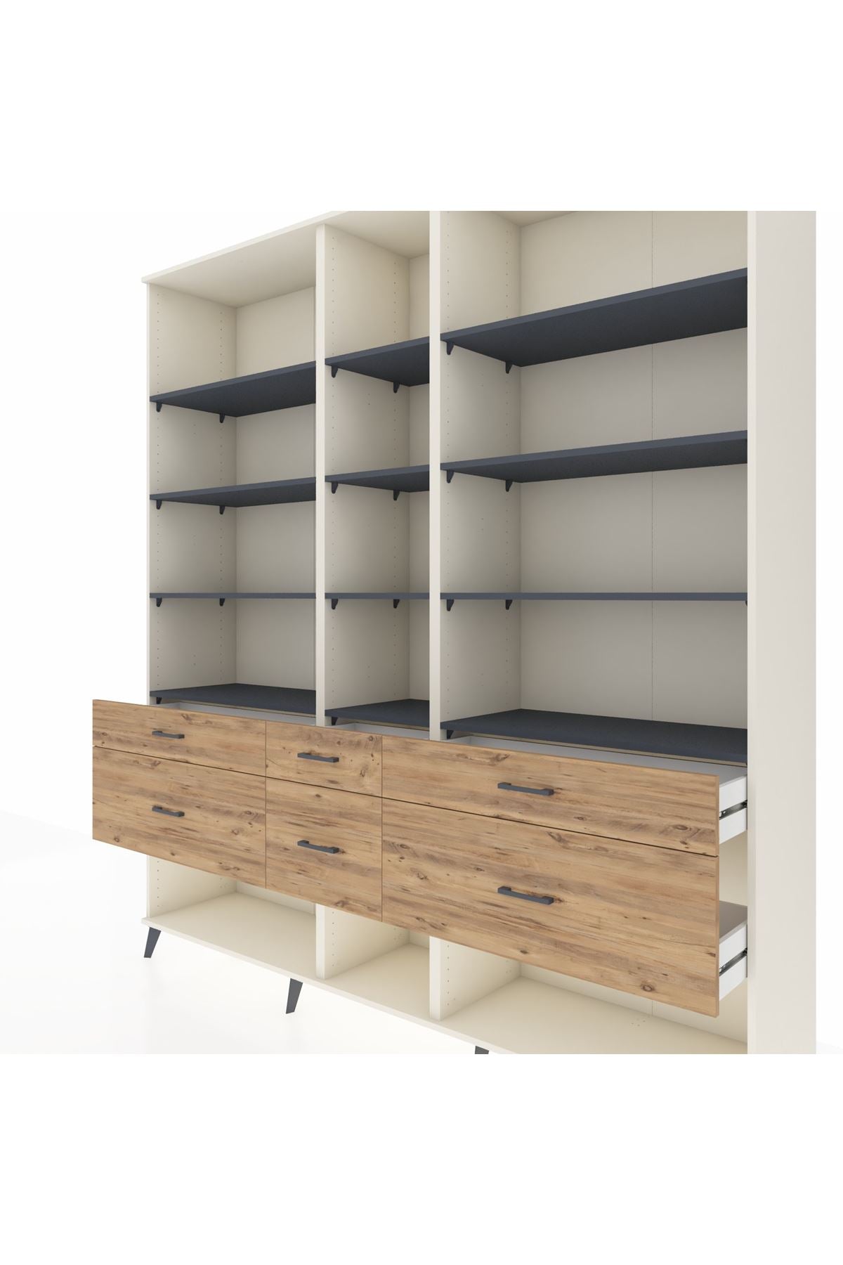 Hyperion Dolap 12 Raflı 6 Çekmeceli 220x44x243 - S553M019V09B