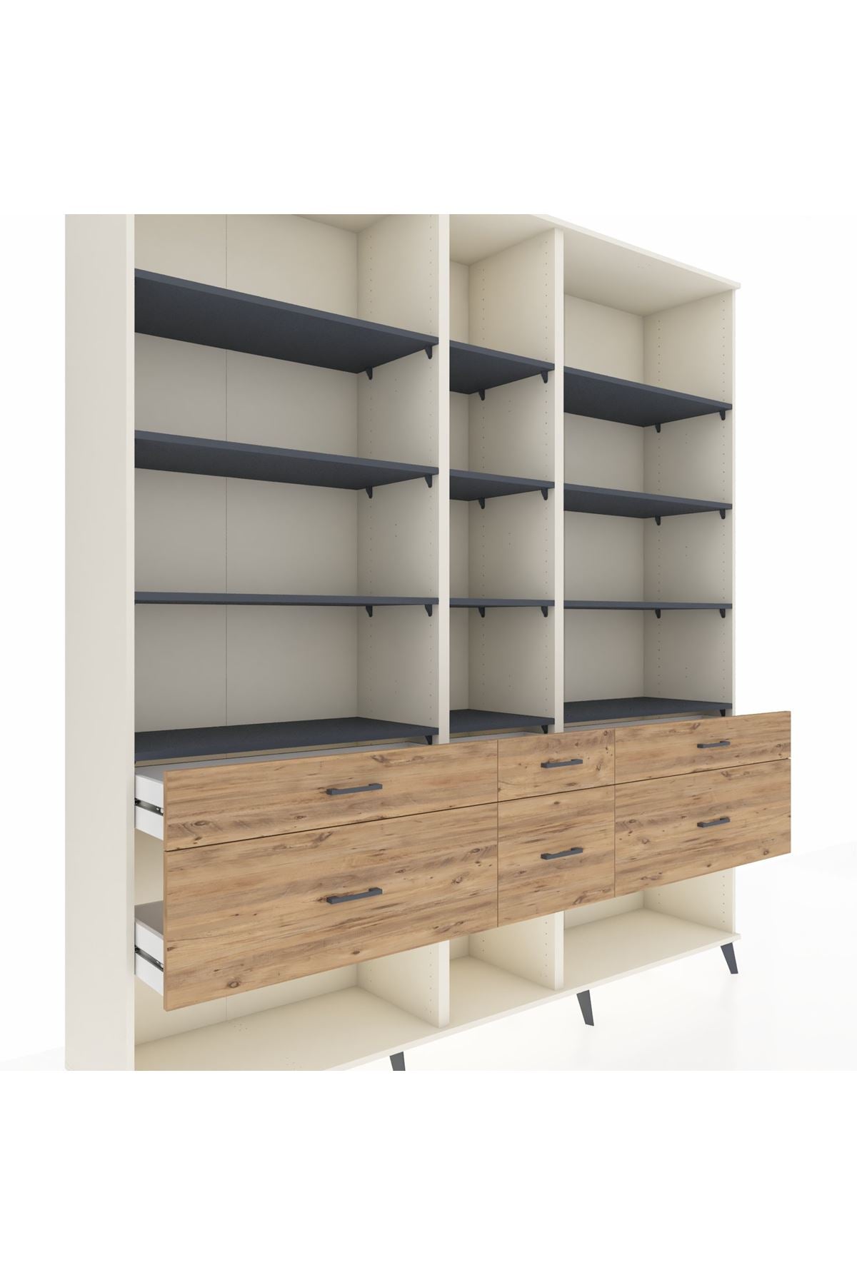 Hyperion Dolap 12 Raflı 6 Çekmeceli 220x44x243 - S553M019V09B