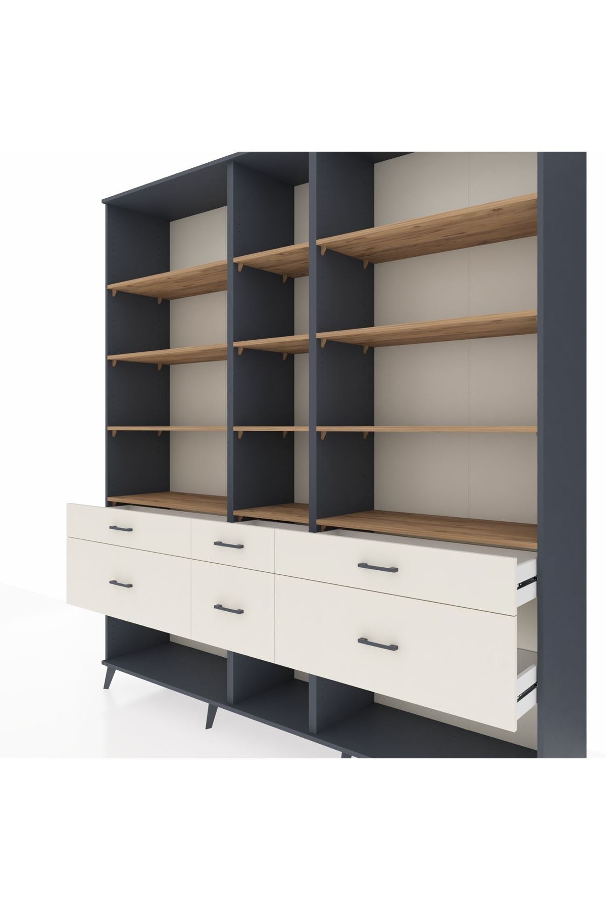 Hyperion Dolap 12 Raflı 6 Çekmeceli 220x44x243 - S553M019V10B