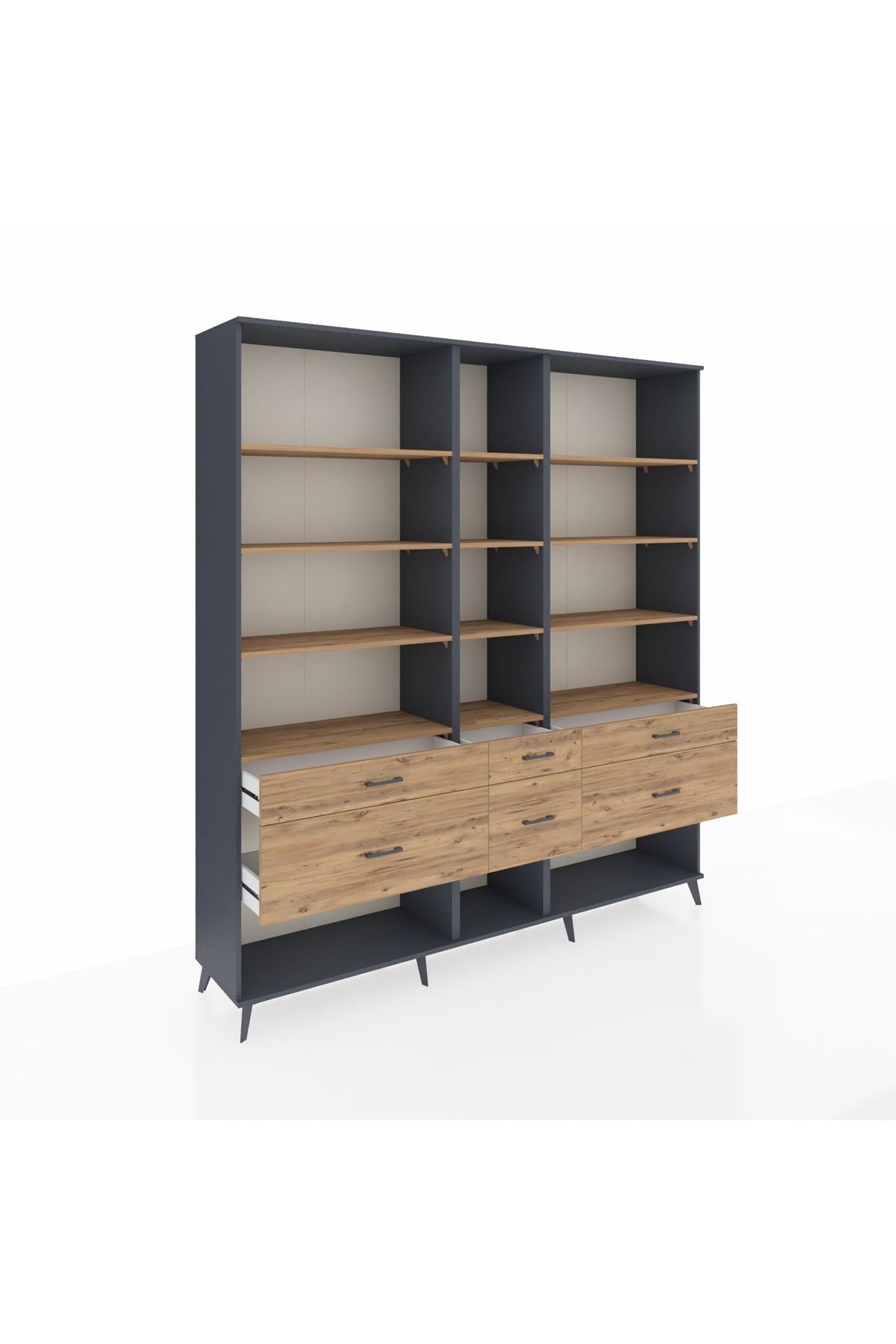 Hyperion Dolap 12 Raflı 6 Çekmeceli 220x44x243 - S553M019V12B