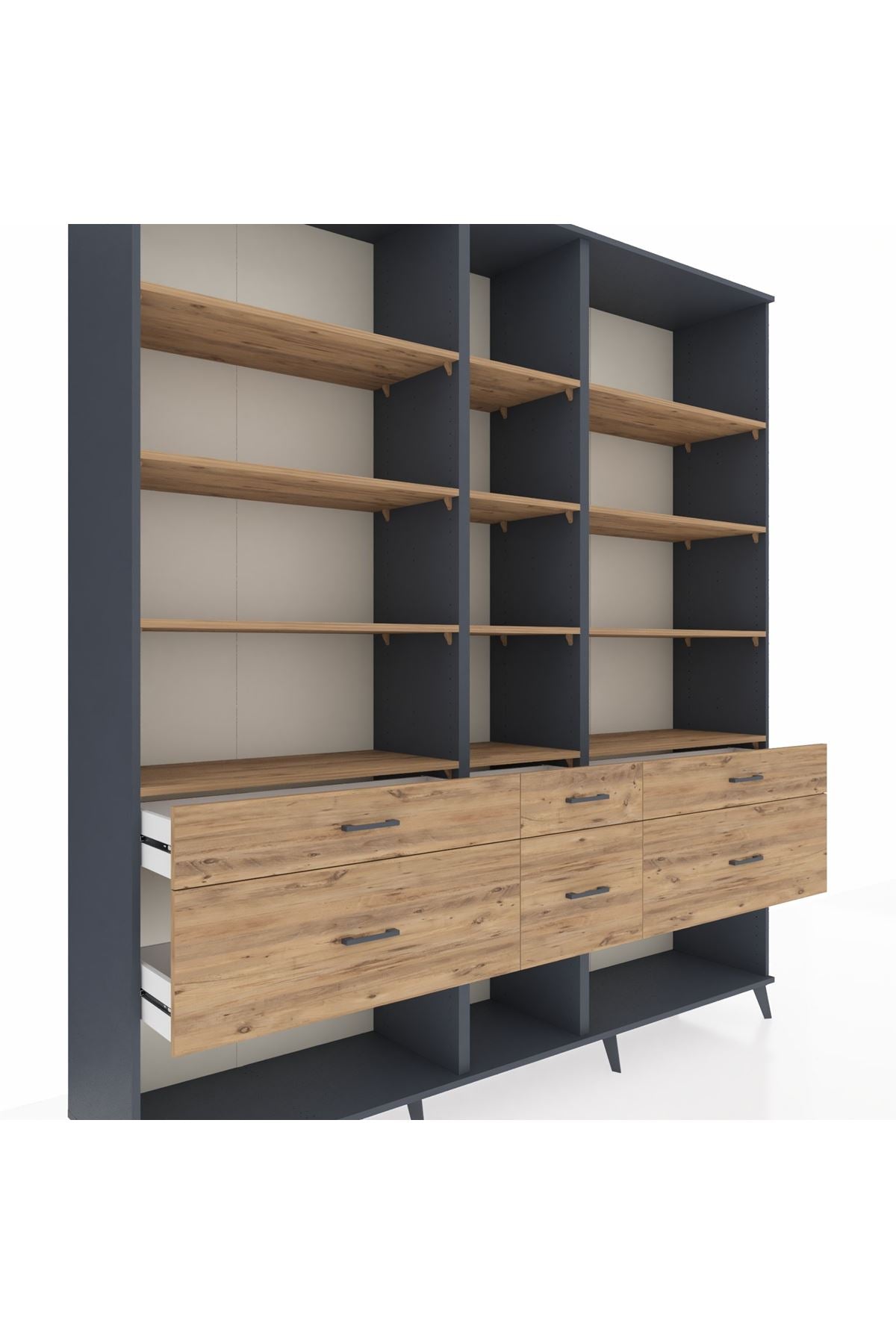 Hyperion Dolap 12 Raflı 6 Çekmeceli 220x44x243 - S553M019V12B