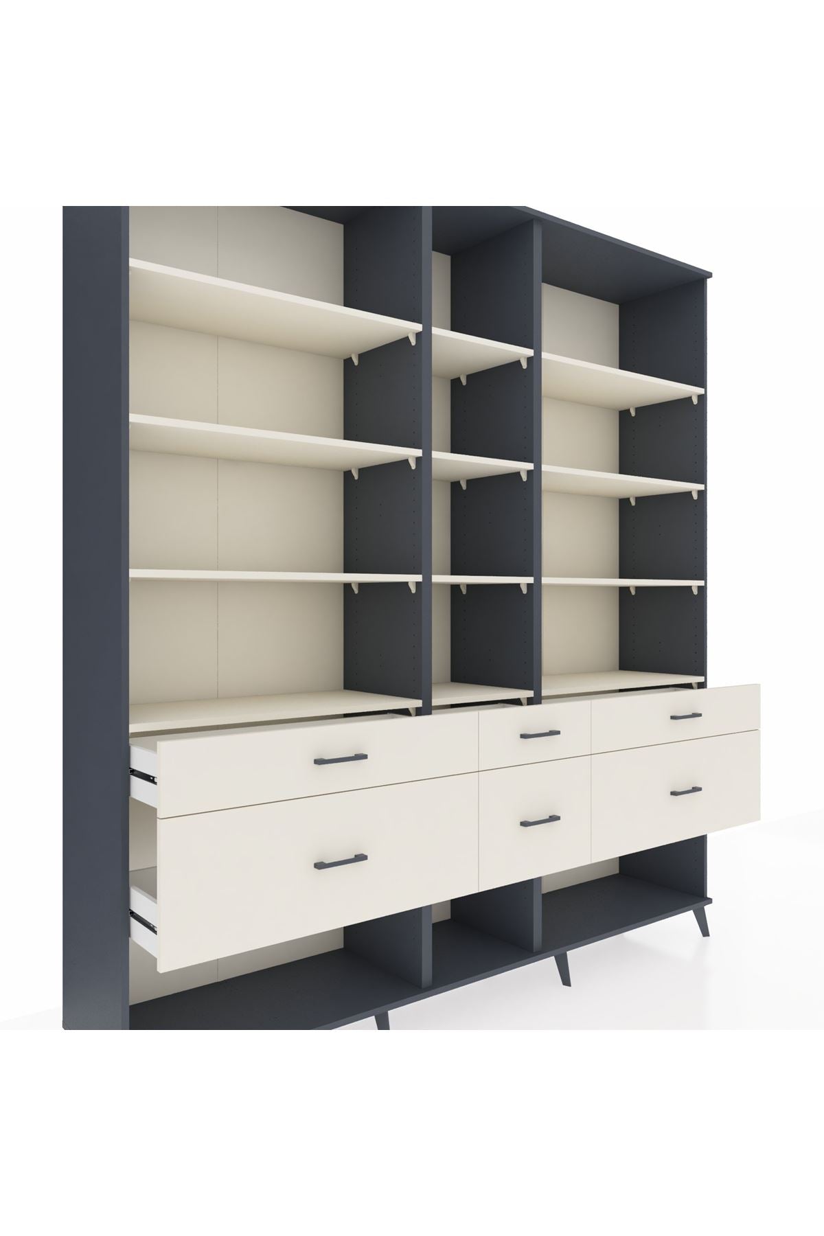 Hyperion Dolap 12 Raflı 6 Çekmeceli 220x44x243 - S553M019V13B