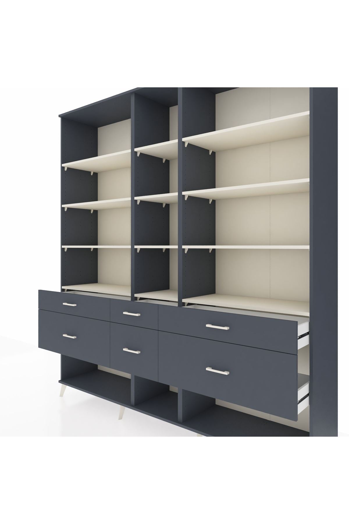 Hyperion Dolap 12 Raflı 6 Çekmeceli 220x44x243 - S553M019V14B