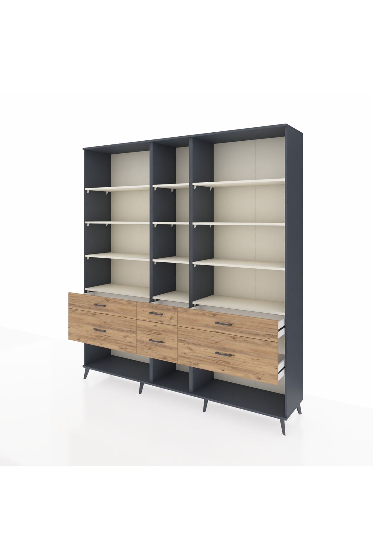 Hyperion Dolap 12 Raflı 6 Çekmeceli 220x44x243 - S553M019V15B