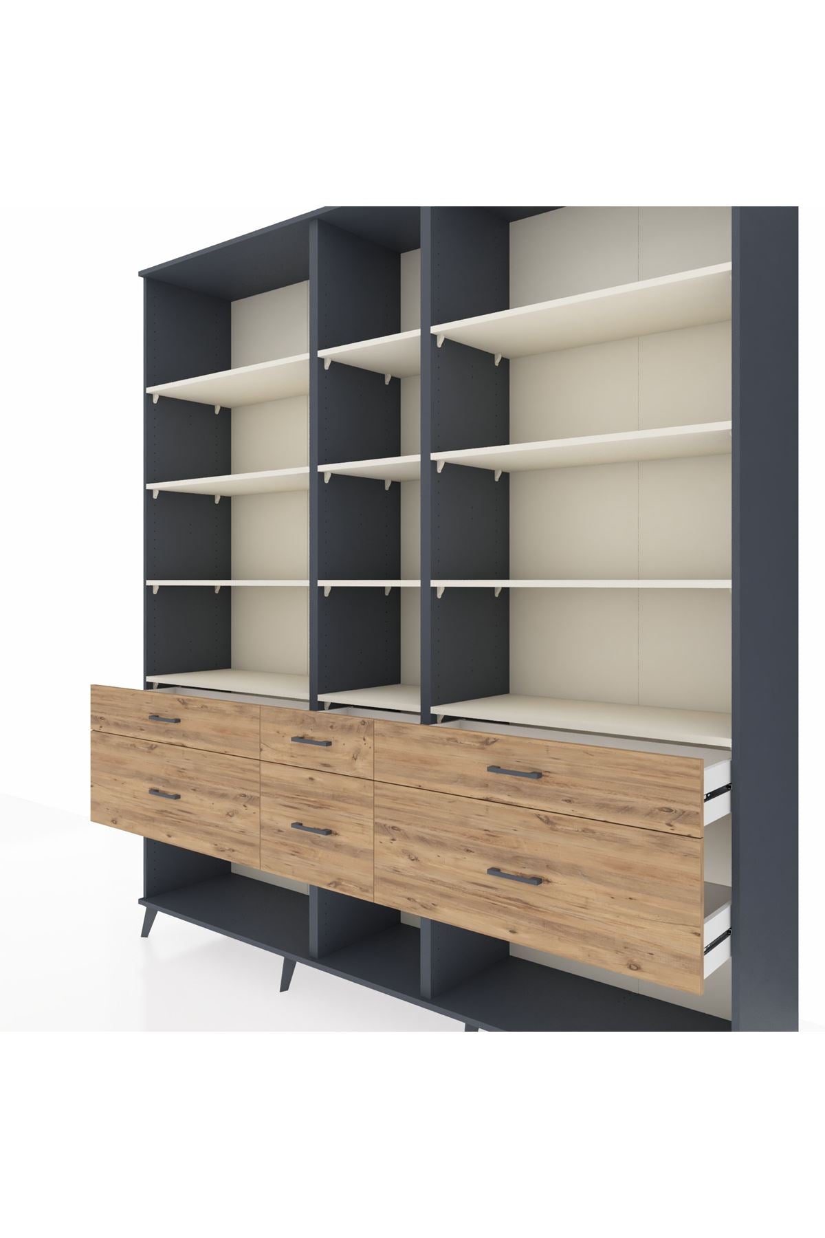 Hyperion Dolap 12 Raflı 6 Çekmeceli 220x44x243 - S553M019V15B