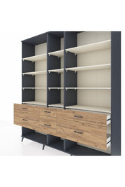 Hyperion Dolap 12 Raflı 6 Çekmeceli 220x44x243 - S553M019V15B