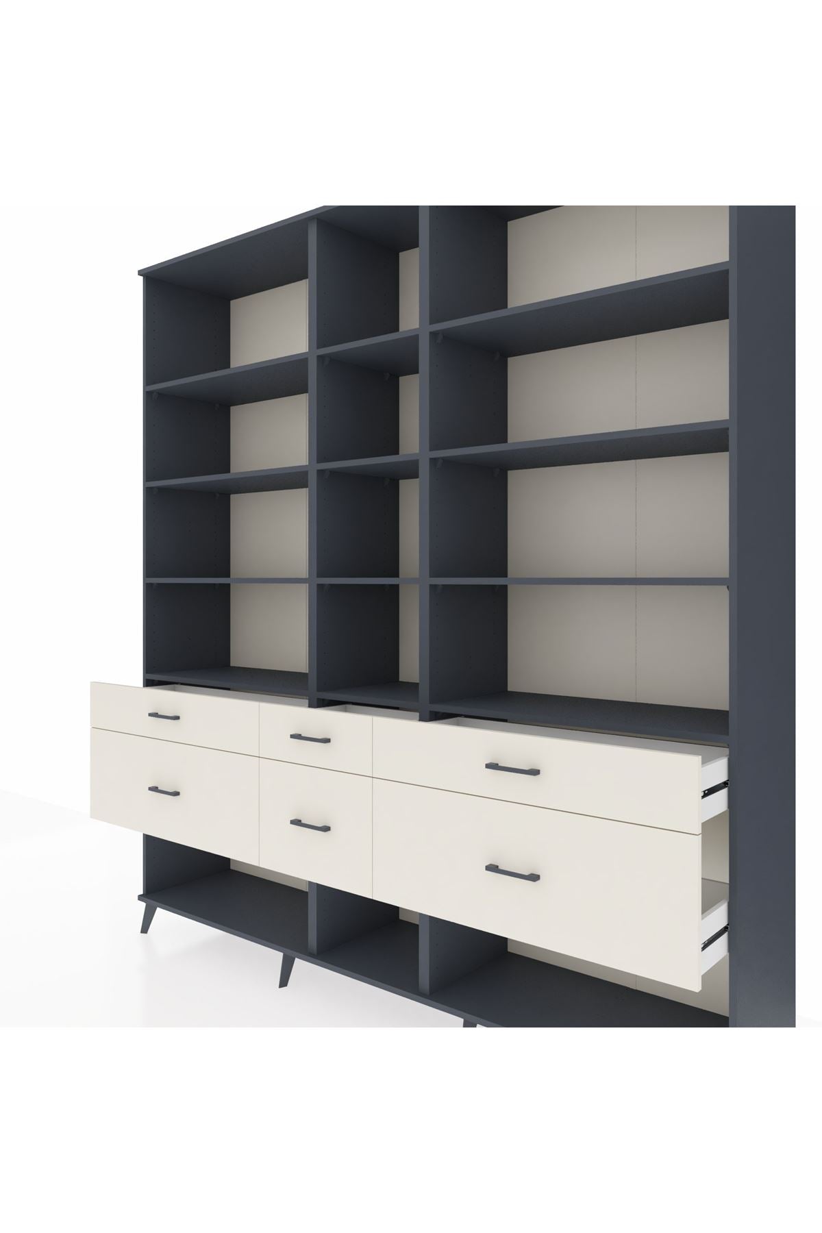 Hyperion Dolap 12 Raflı 6 Çekmeceli 220x44x243 - S553M019V16B