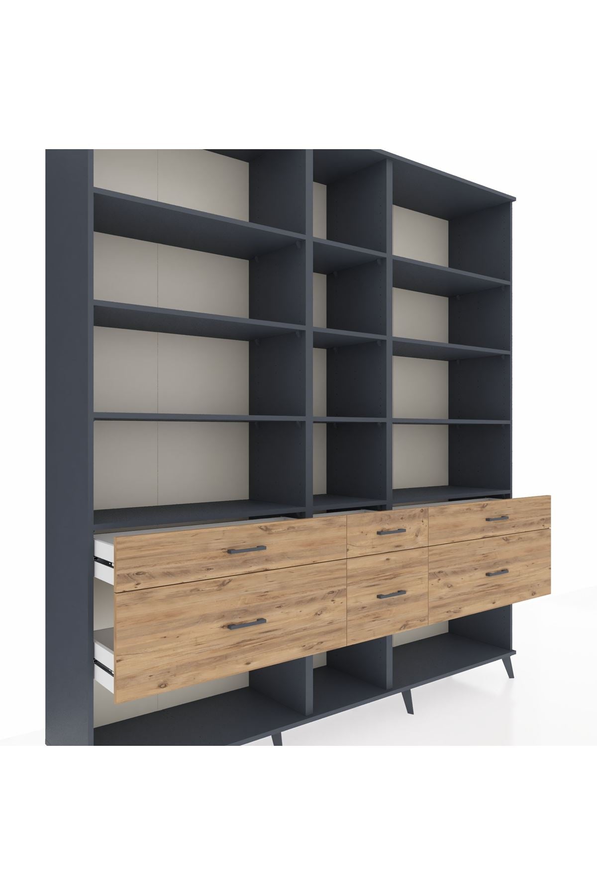 Hyperion Dolap 12 Raflı 6 Çekmeceli 220x44x243 - S553M019V18B