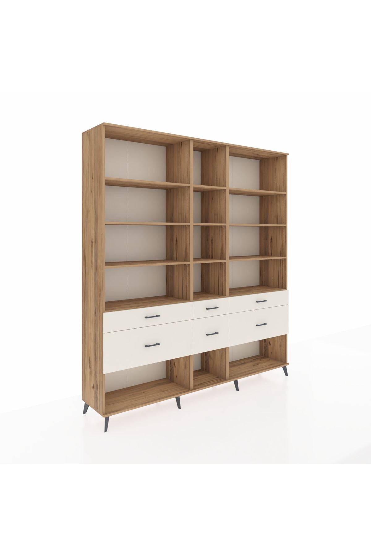 Hyperion Dolap 12 Raflı 6 Çekmeceli 220x44x243 Çam-Çam/Aytaşı