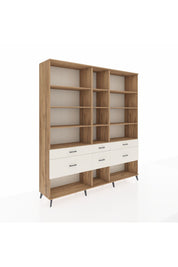 Hyperion Dolap 12 Raflı 6 Çekmeceli 220x44x243 Çam-Çam/Aytaşı