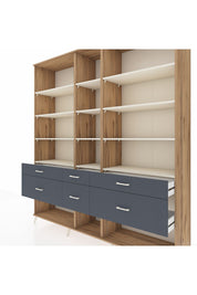 Hyperion Dolap 12 Raflı 6 Çekmeceli 220x44x243 Çam-Aytaşı/Antrasit