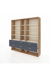 Hyperion Dolap 12 Raflı 6 Çekmeceli 220x44x243 Çam-Aytaşı/Antrasit