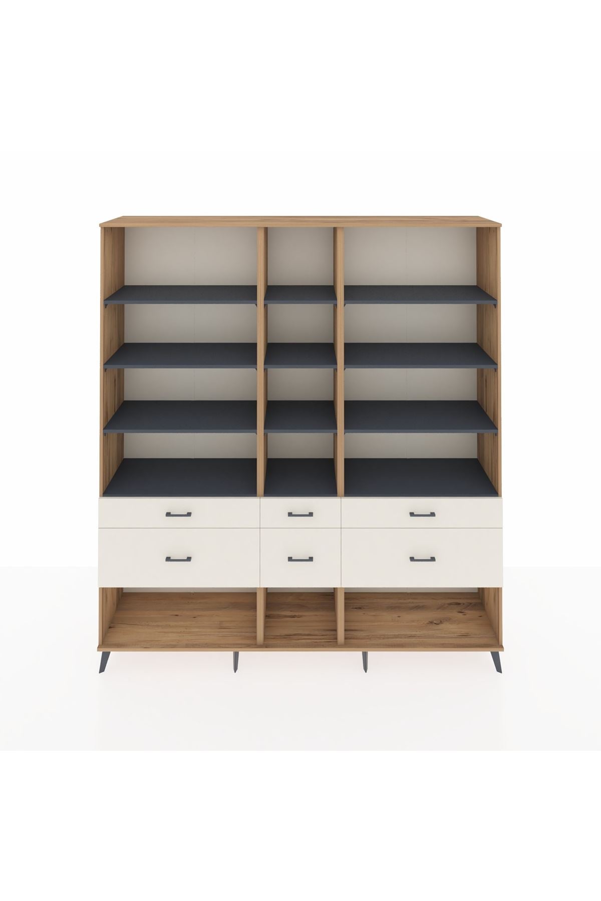 Hyperion Dolap 12 Raflı 6 Çekmeceli 220x44x243 - S553M019V25B