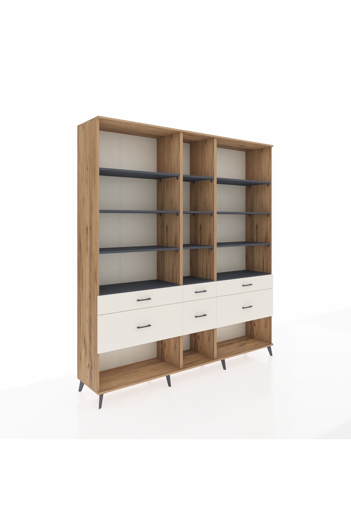 Hyperion Dolap 12 Raflı 6 Çekmeceli 220x44x243 - S553M019V25B