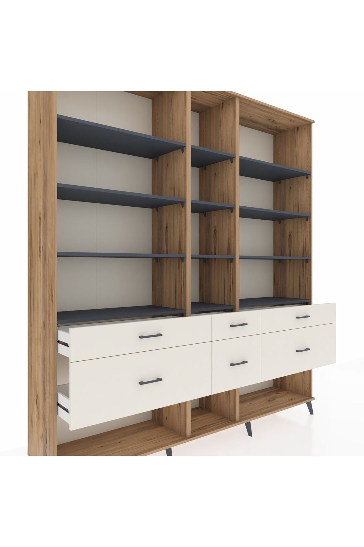 Hyperion Dolap 12 Raflı 6 Çekmeceli 220x44x243 - S553M019V25B