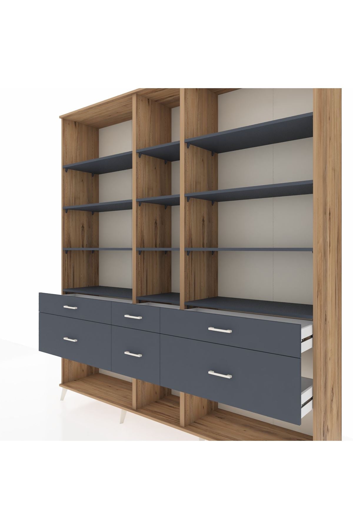 Hyperion Dolap 12 Raflı 6 Çekmeceli 220x44x243 - S553M019V26B