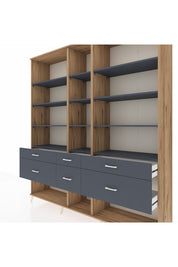 Hyperion Dolap 12 Raflı 6 Çekmeceli 220x44x243 - S553M019V26B