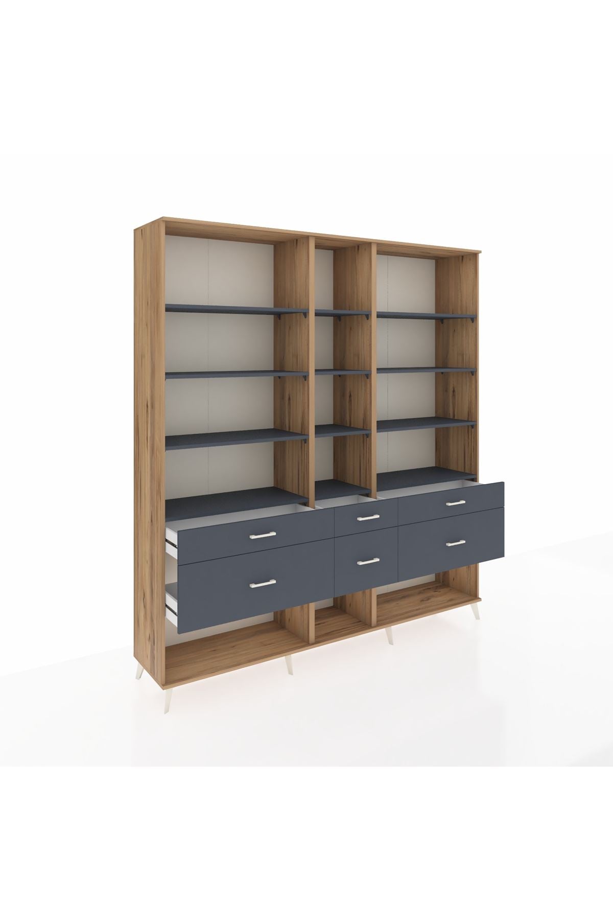 Hyperion Dolap 12 Raflı 6 Çekmeceli 220x44x243 - S553M019V26B