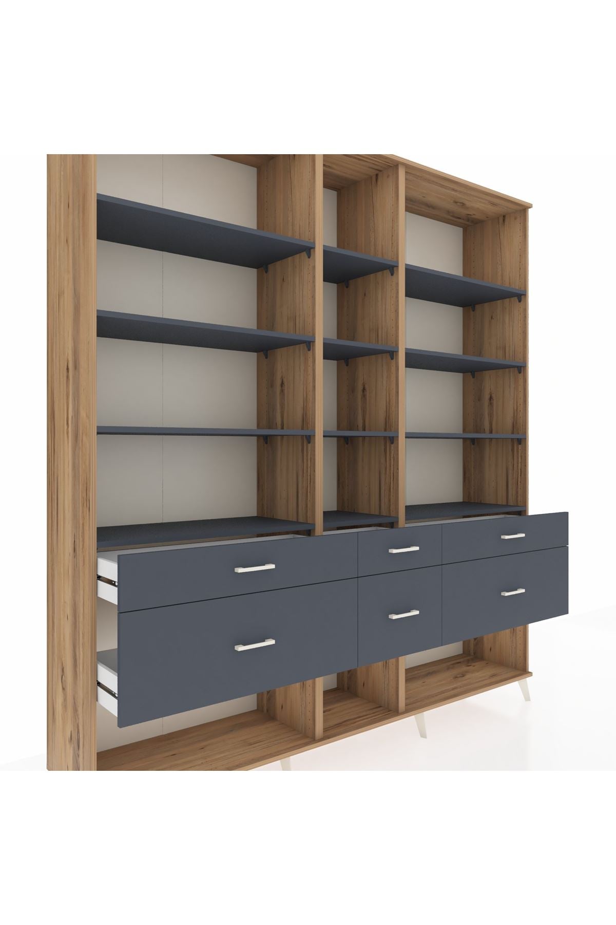 Hyperion Dolap 12 Raflı 6 Çekmeceli 220x44x243 - S553M019V26B