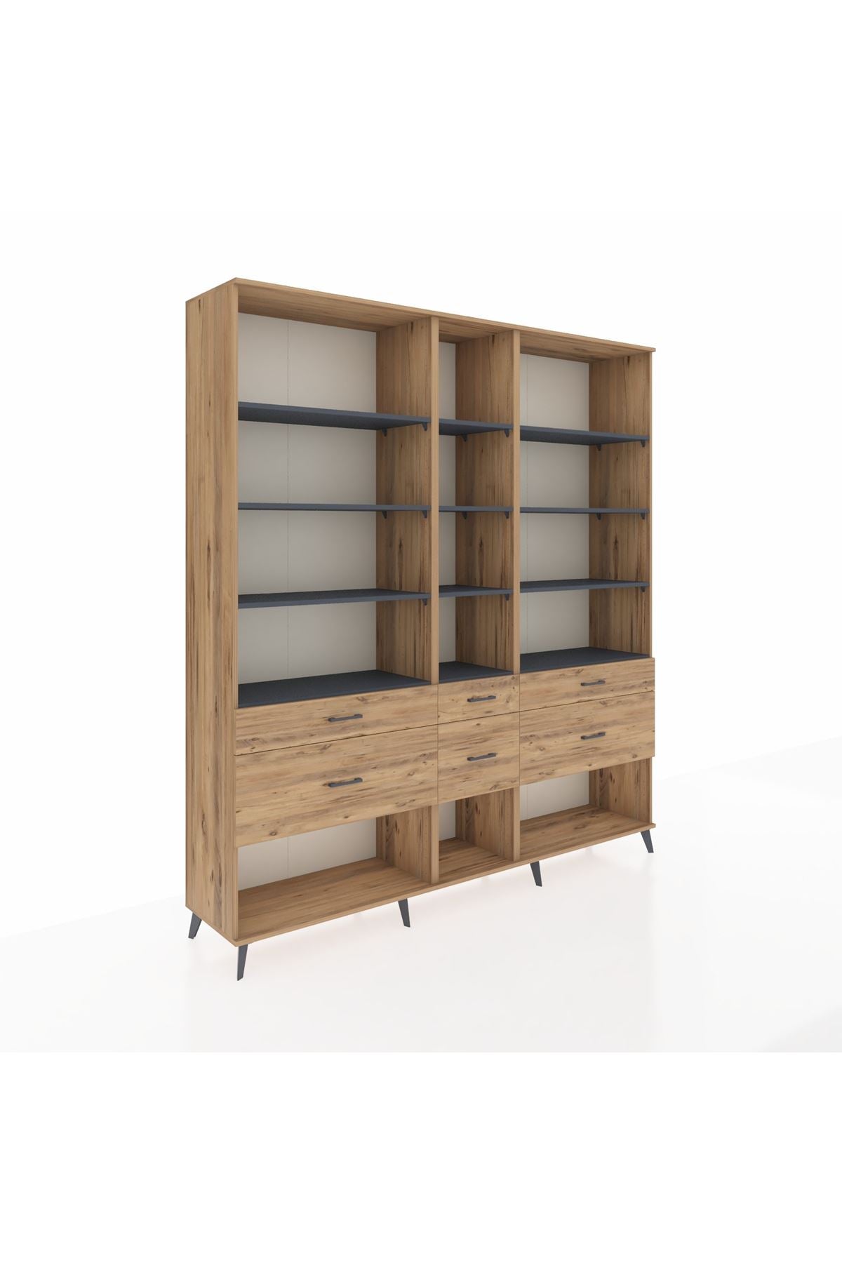 Hyperion Dolap 12 Raflı 6 Çekmeceli 220x44x243 - S553M019V27B