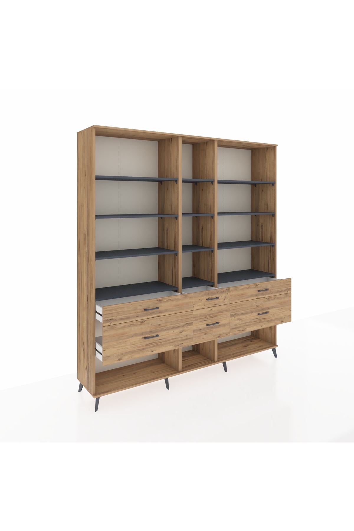 Hyperion Dolap 12 Raflı 6 Çekmeceli 220x44x243 - S553M019V27B