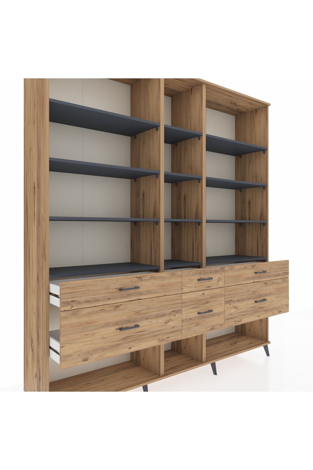 Hyperion Dolap 12 Raflı 6 Çekmeceli 220x44x243 - S553M019V27B