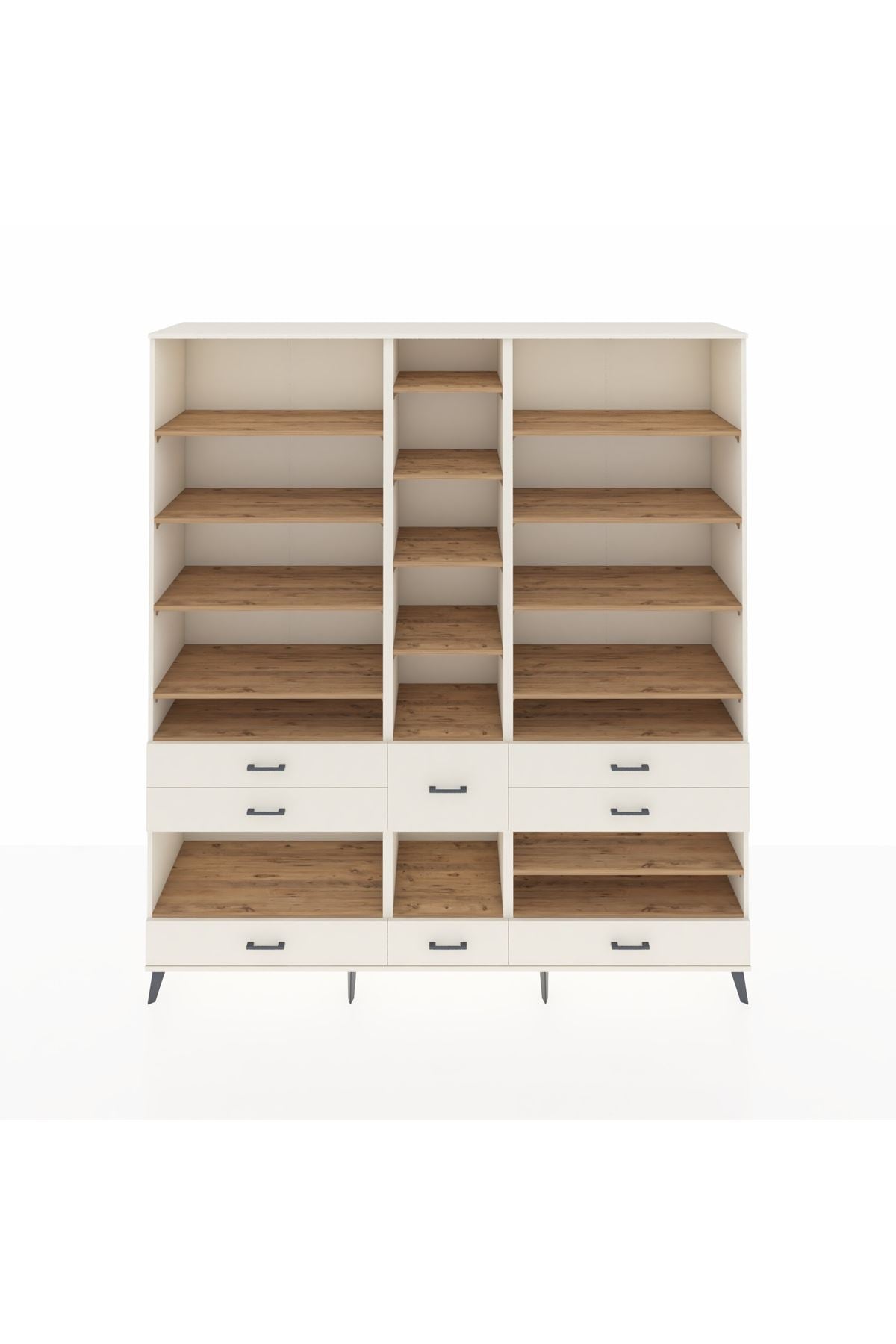 Hyperion Dolap 19 Raflı 8 Çekmeceli 220x44x243 Aytaşı-Çam/Aytaşı