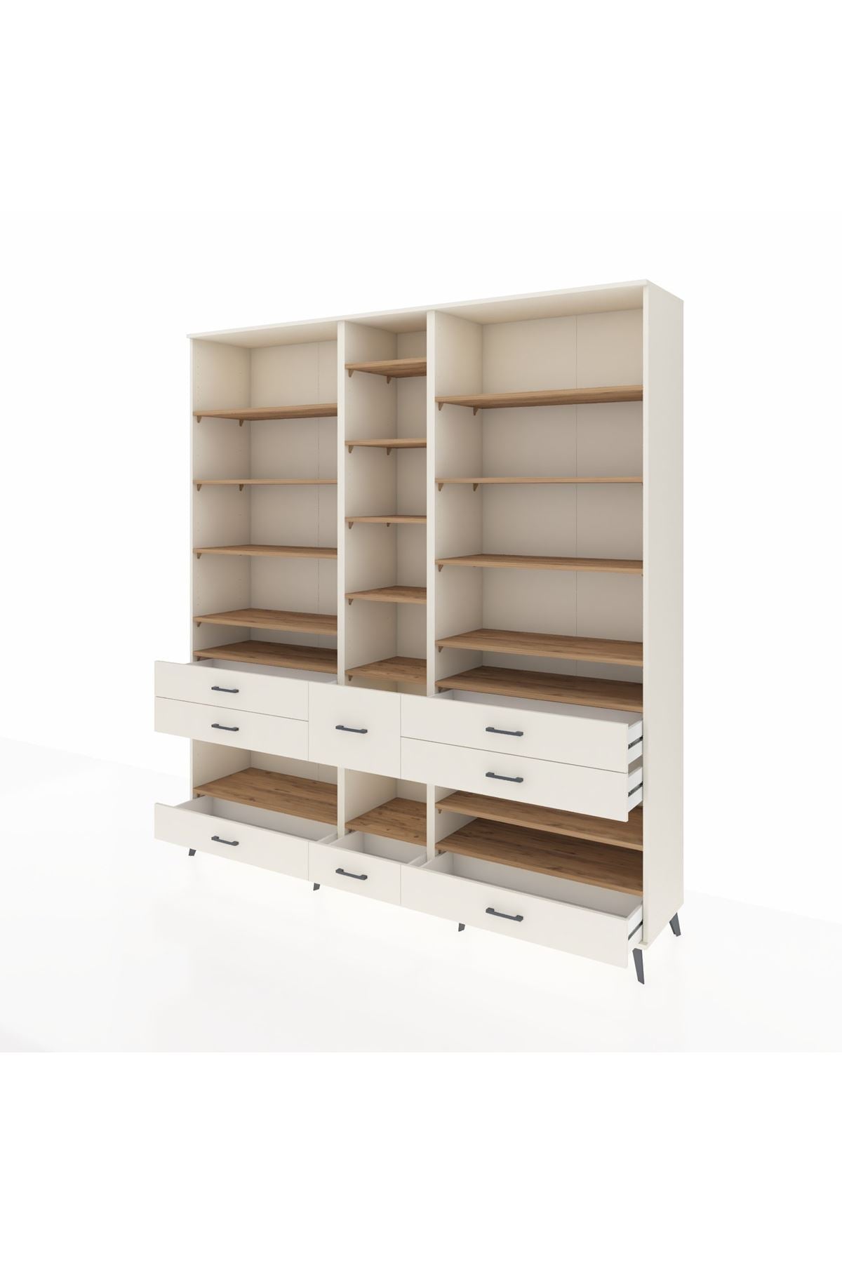 Hyperion Dolap 19 Raflı 8 Çekmeceli 220x44x243 Aytaşı-Çam/Aytaşı