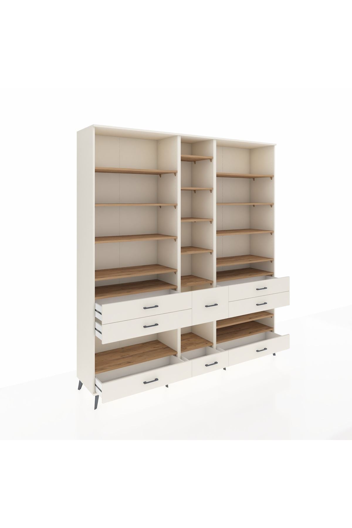 Hyperion Dolap 19 Raflı 8 Çekmeceli 220x44x243 Aytaşı-Çam/Aytaşı