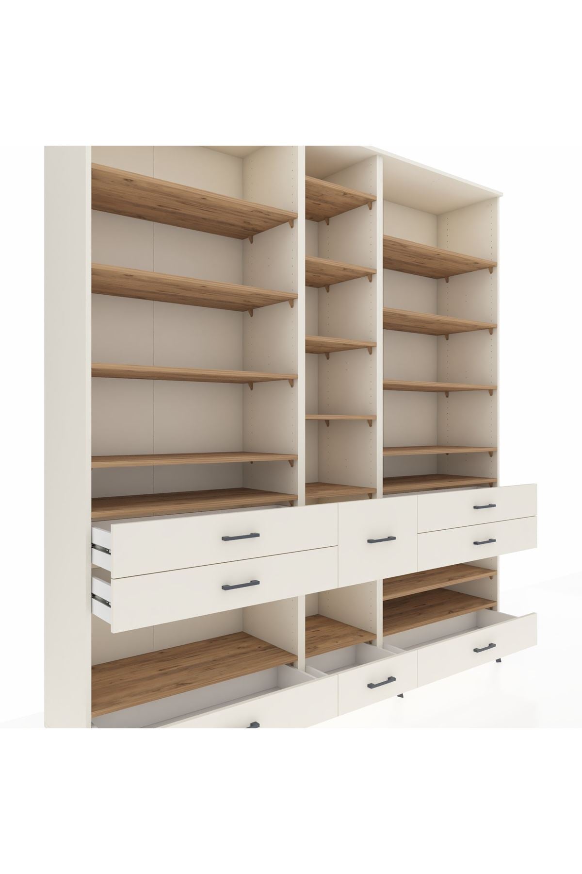 Hyperion Dolap 19 Raflı 8 Çekmeceli 220x44x243 Aytaşı-Çam/Aytaşı