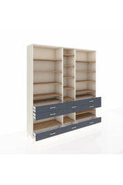 Hyperion Dolap 19 Raflı 8 Çekmeceli 220x44x243 Aytaşı-Çam/Antrasit