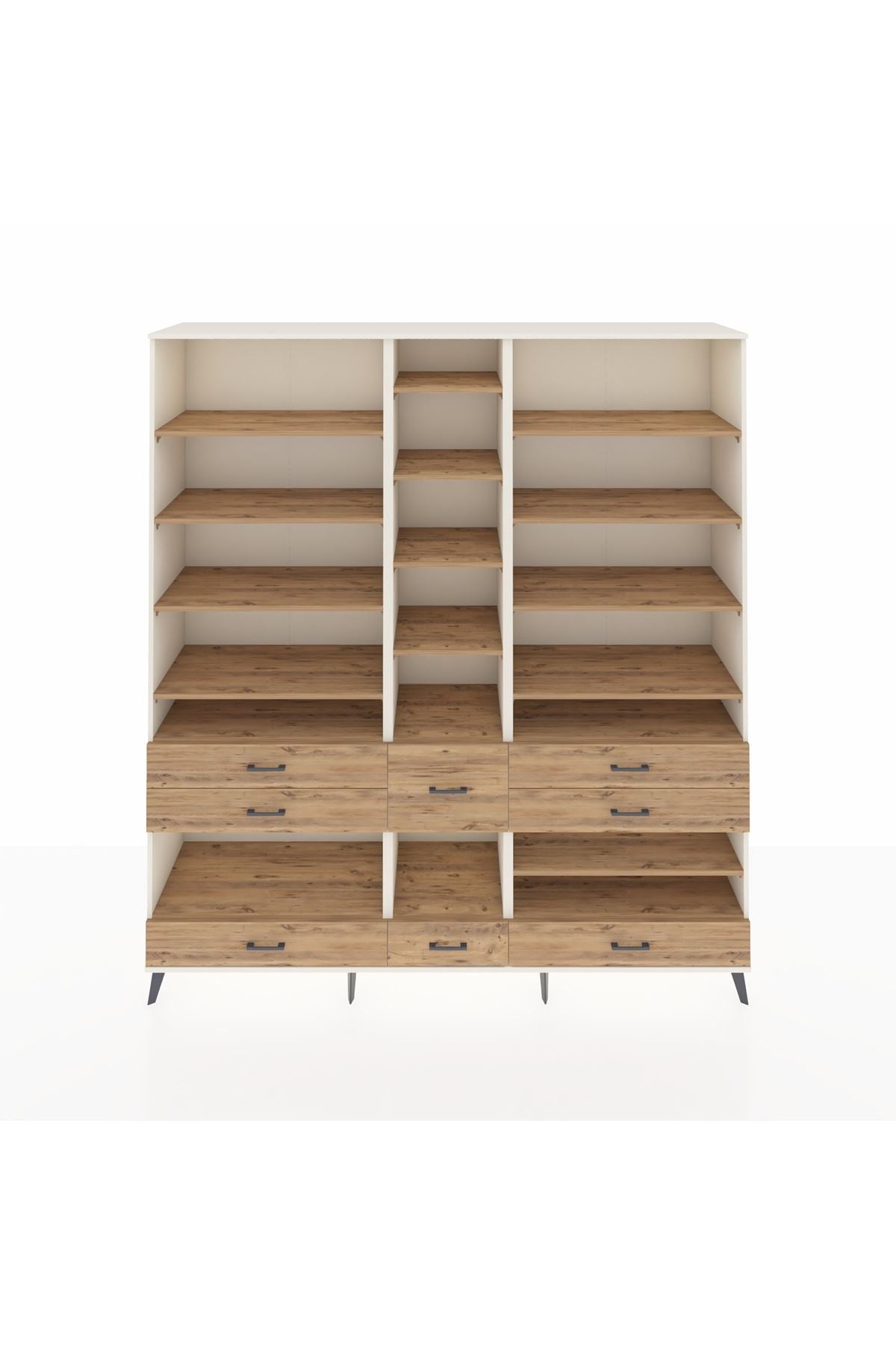 Hyperion Dolap 19 Raflı 8 Çekmeceli 220x44x243 Aytaşı-Çam/Çam