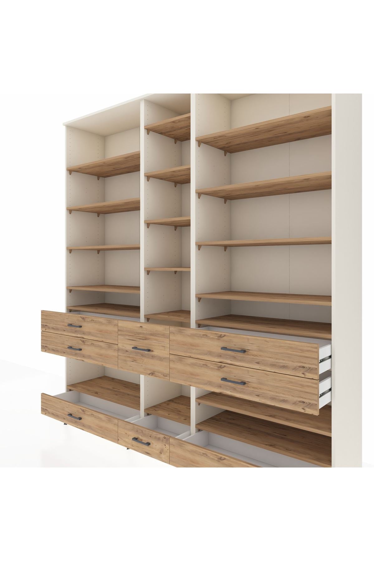 Hyperion Dolap 19 Raflı 8 Çekmeceli 220x44x243 Aytaşı-Çam/Çam