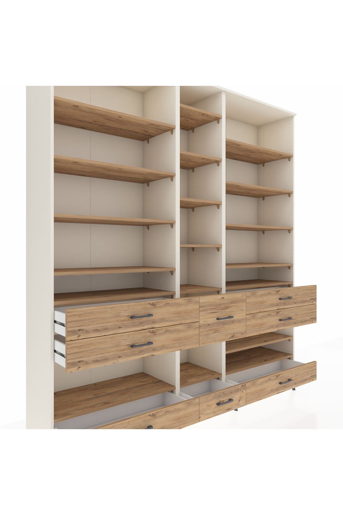 Hyperion Dolap 19 Raflı 8 Çekmeceli 220x44x243 Aytaşı-Çam/Çam