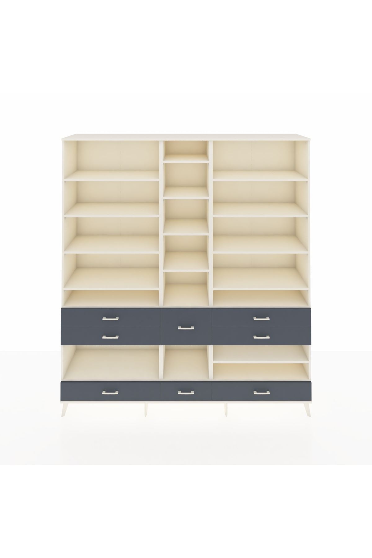 Hyperion Dolap 19 Raflı 8 Çekmeceli 220x44x243 Aytaşı-Aytaşı/Antrasit