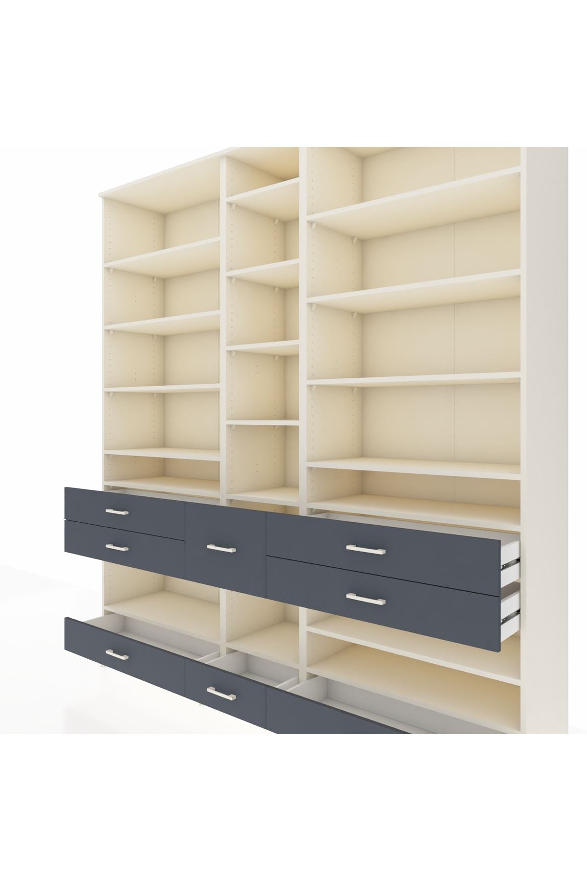 Hyperion Dolap 19 Raflı 8 Çekmeceli 220x44x243 Aytaşı-Aytaşı/Antrasit