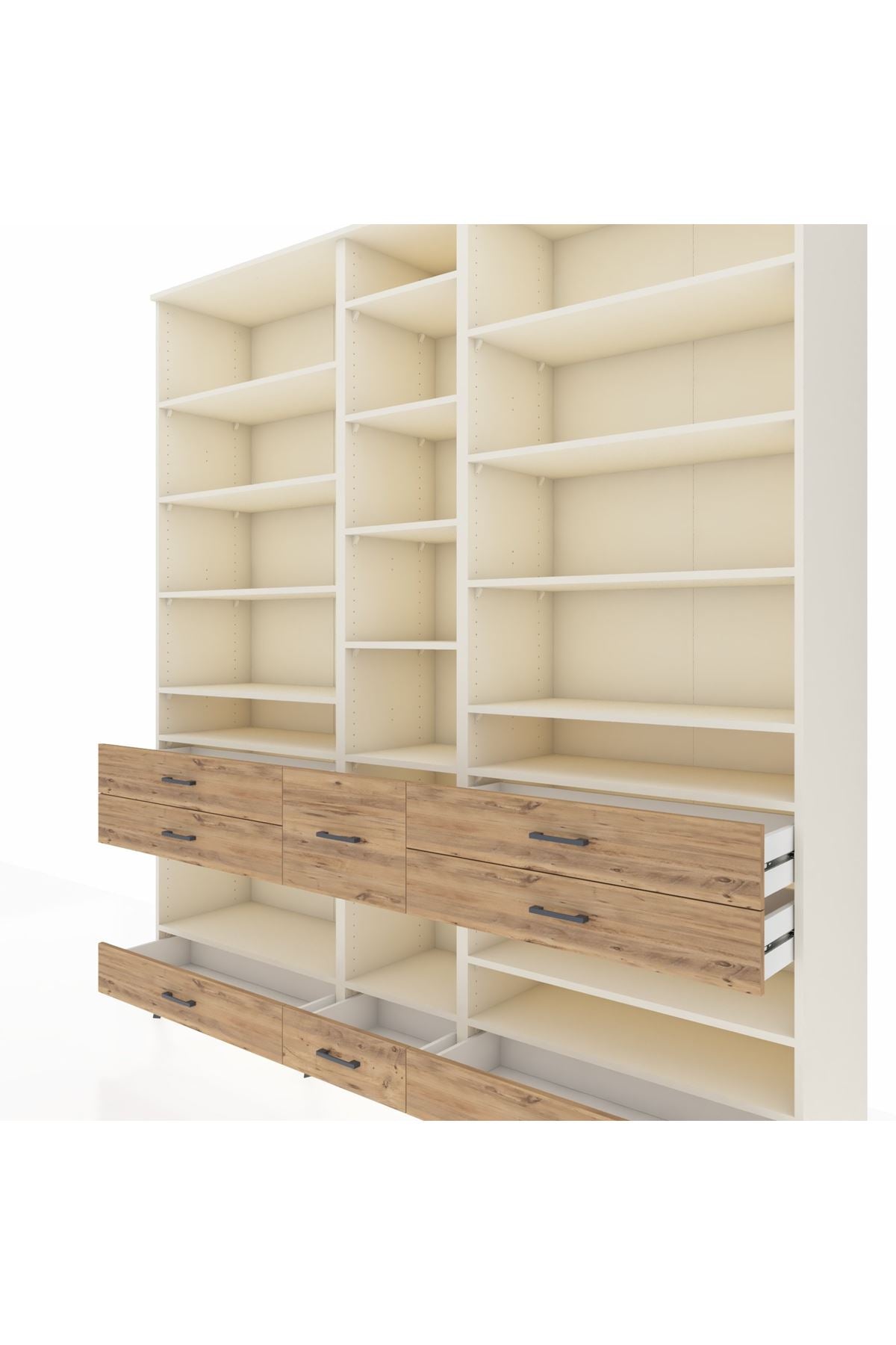 Hyperion Dolap 19 Raflı 8 Çekmeceli 220x44x243 Aytaşı-Aytaşı/Çam